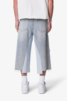 Paneled Denim Shorts | Washed Light Blue