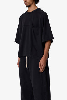 Paneled Hidden Pocket Tee | Washed Black