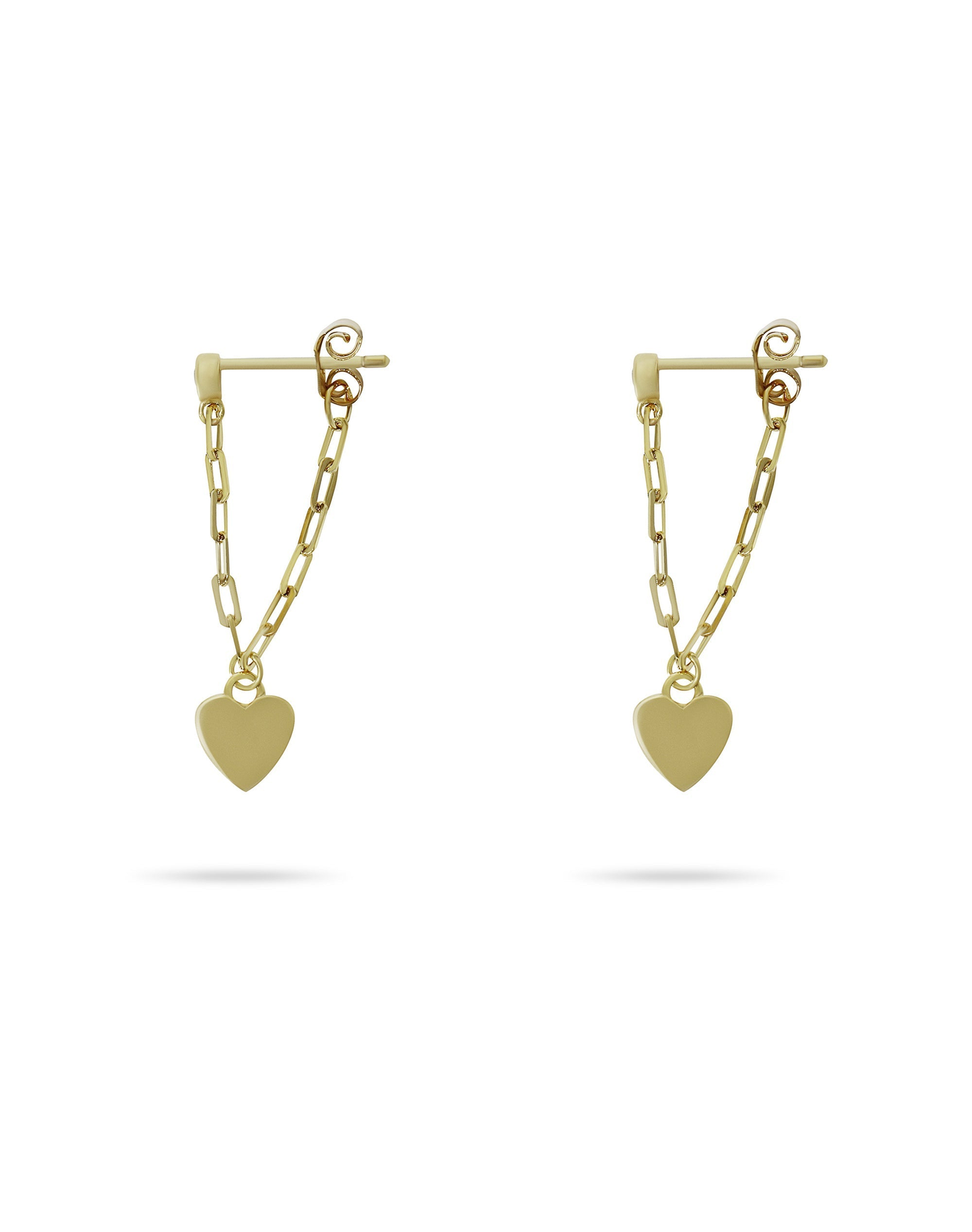 Paperclip Heart Drop Earrings in 18k Gold-Plated Silver | Gold Plated Sterling Silver