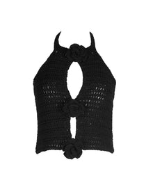 Paris Crochet Halter Top | Black