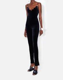 Pat Globe Velvet Bodysuit | Black