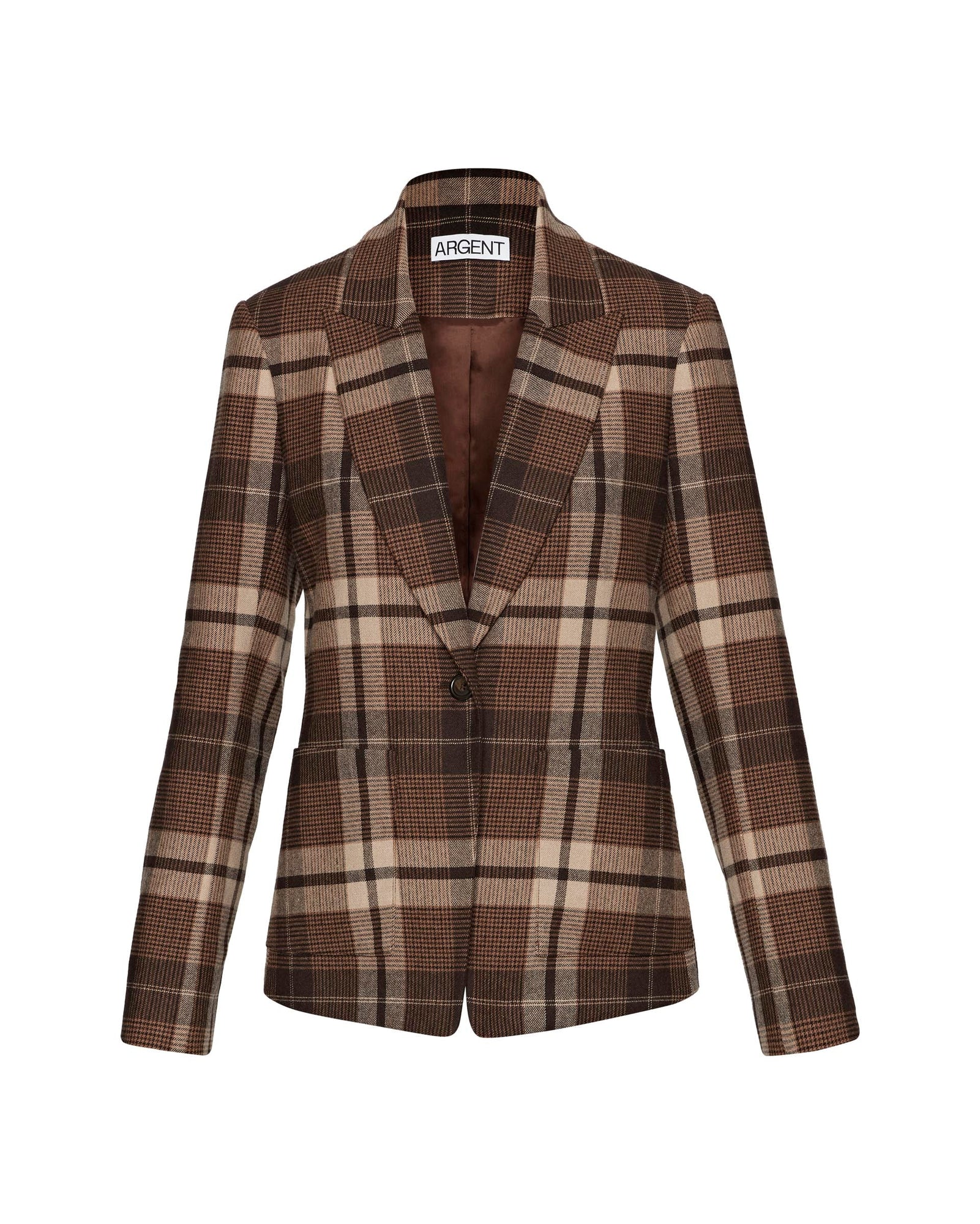 Patch Pocket Blazer in Wool Plaid | Brown Plaid