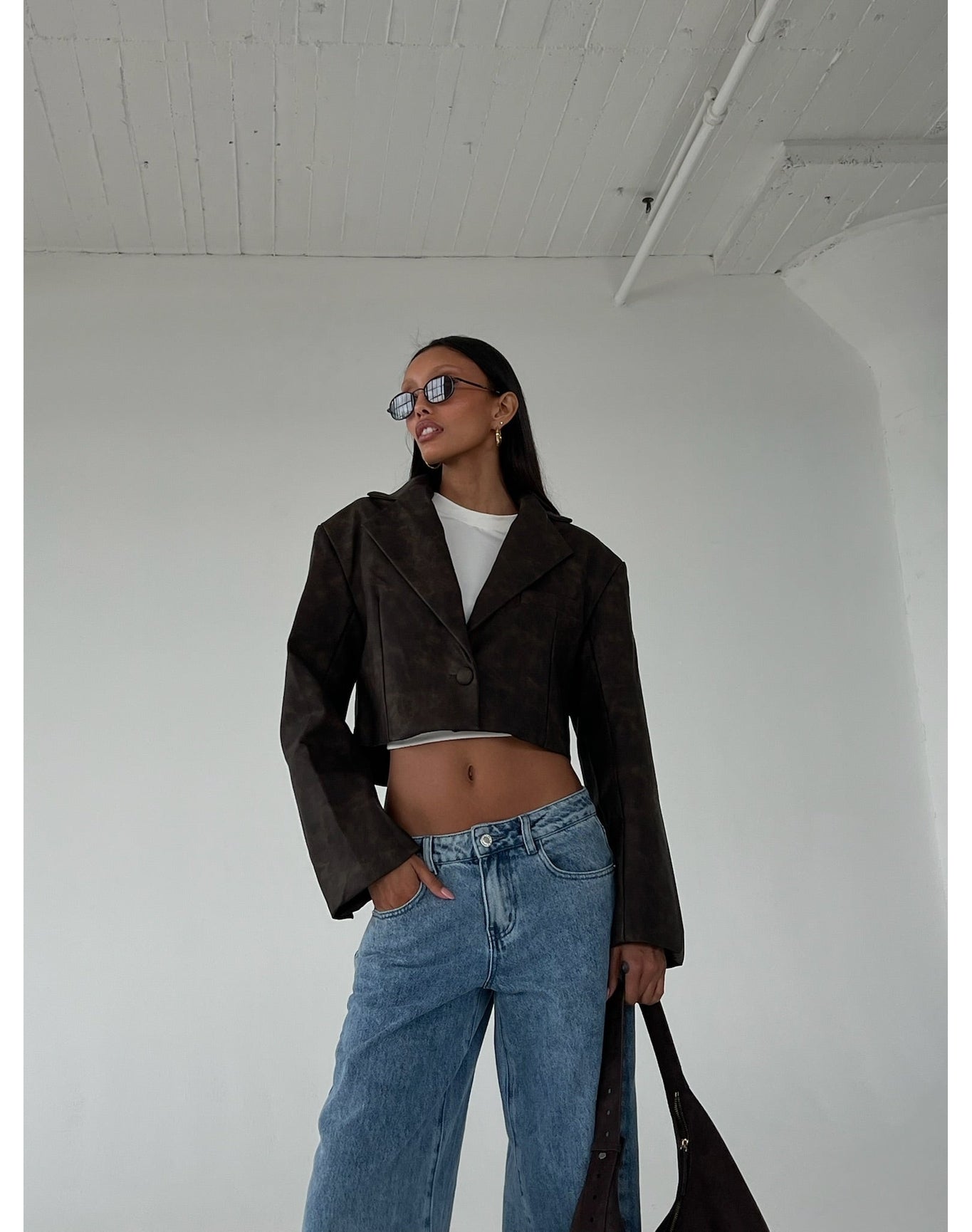Patina Cropped Blazer | Brown