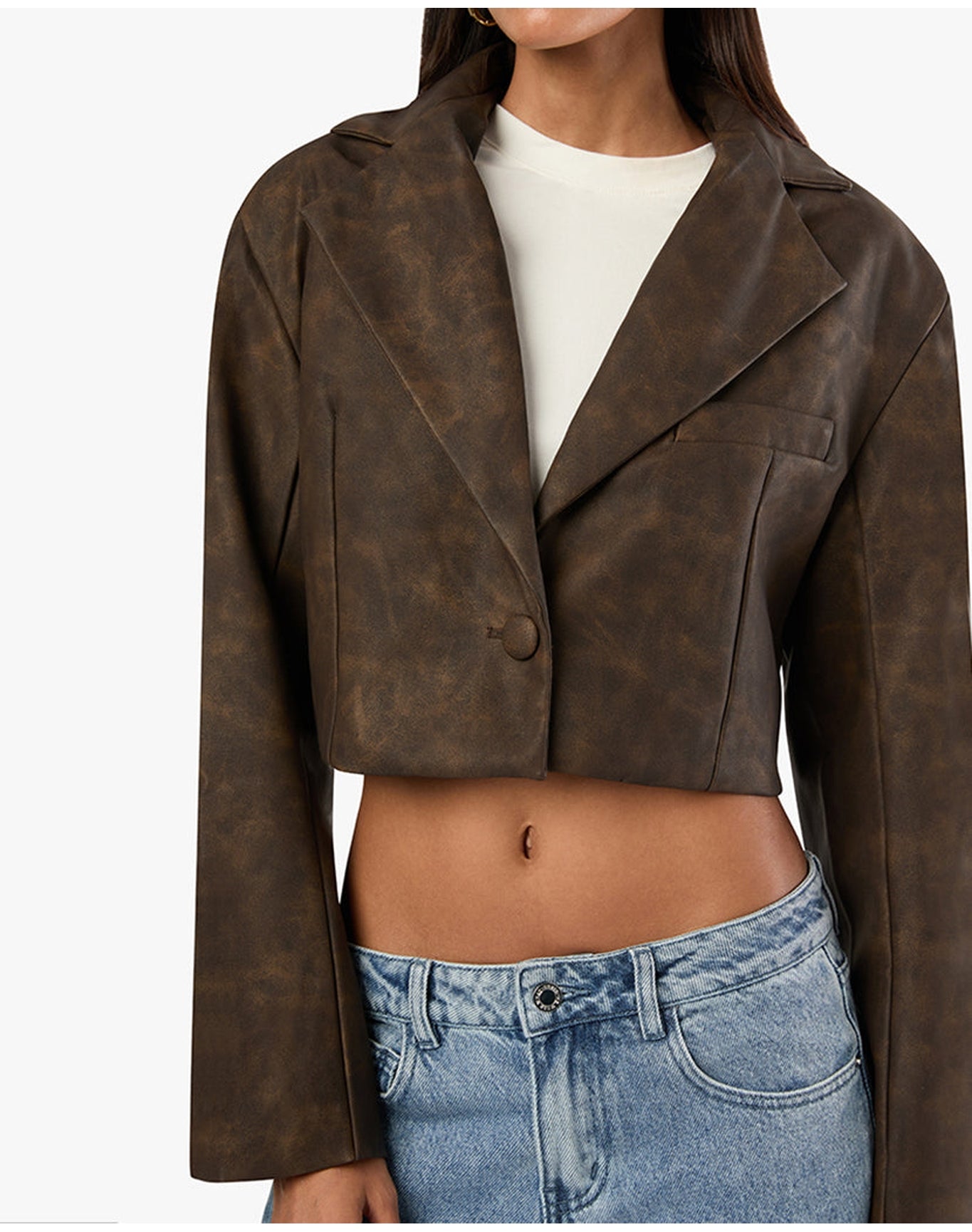 Patina Cropped Blazer | Brown