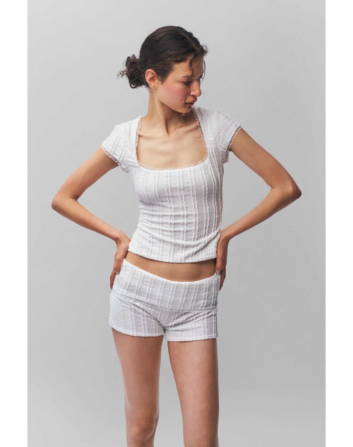 Paulina Foldover Short | White