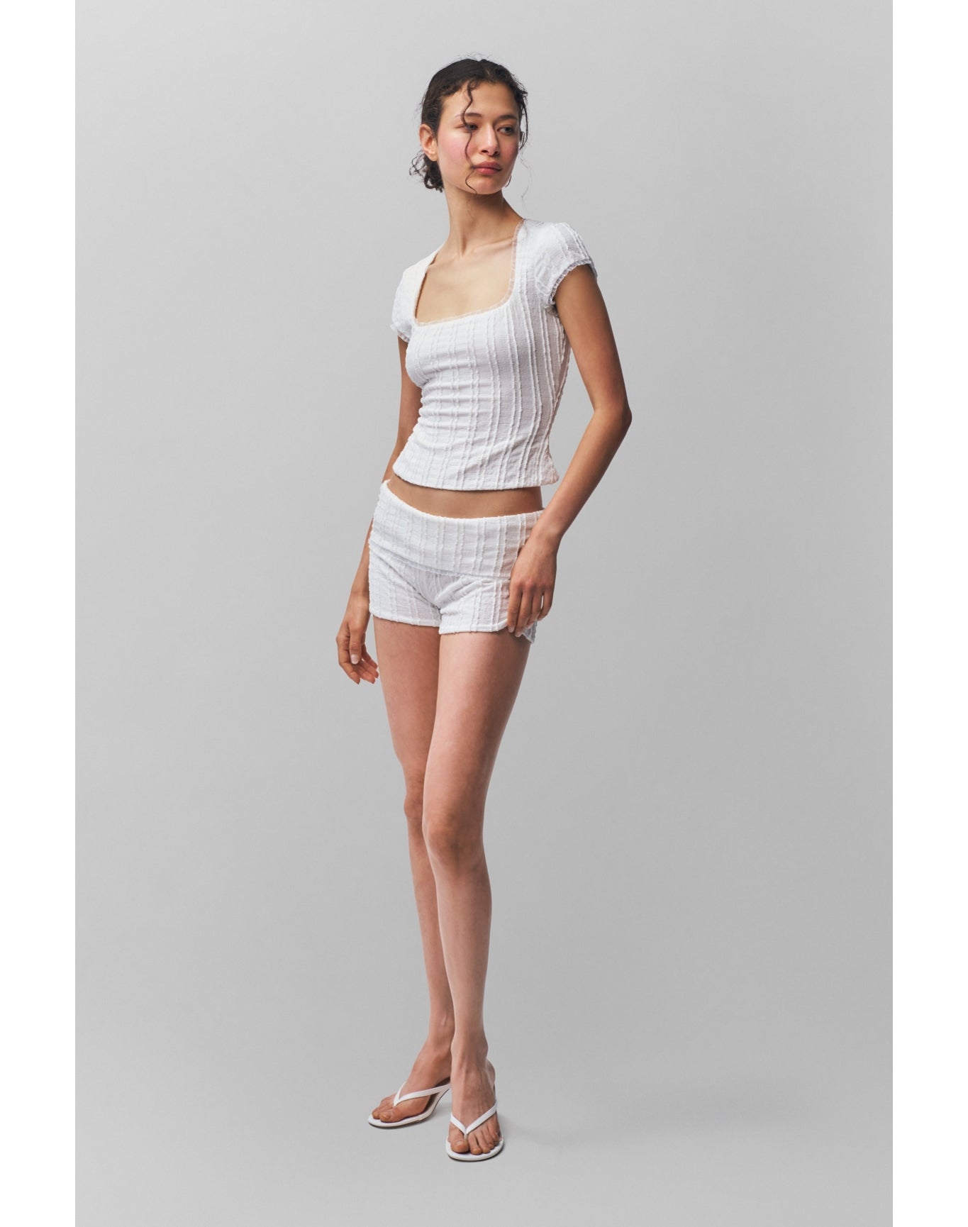Paulina Foldover Short | White