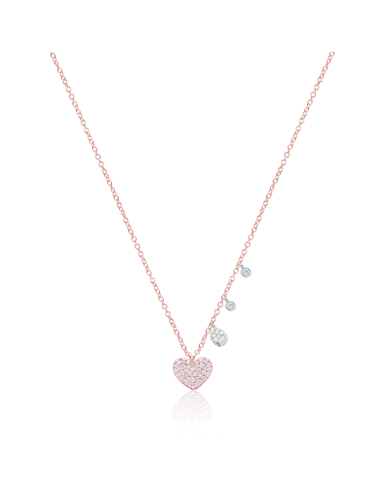 Pave Diamond Heart Necklace | Rose Gold