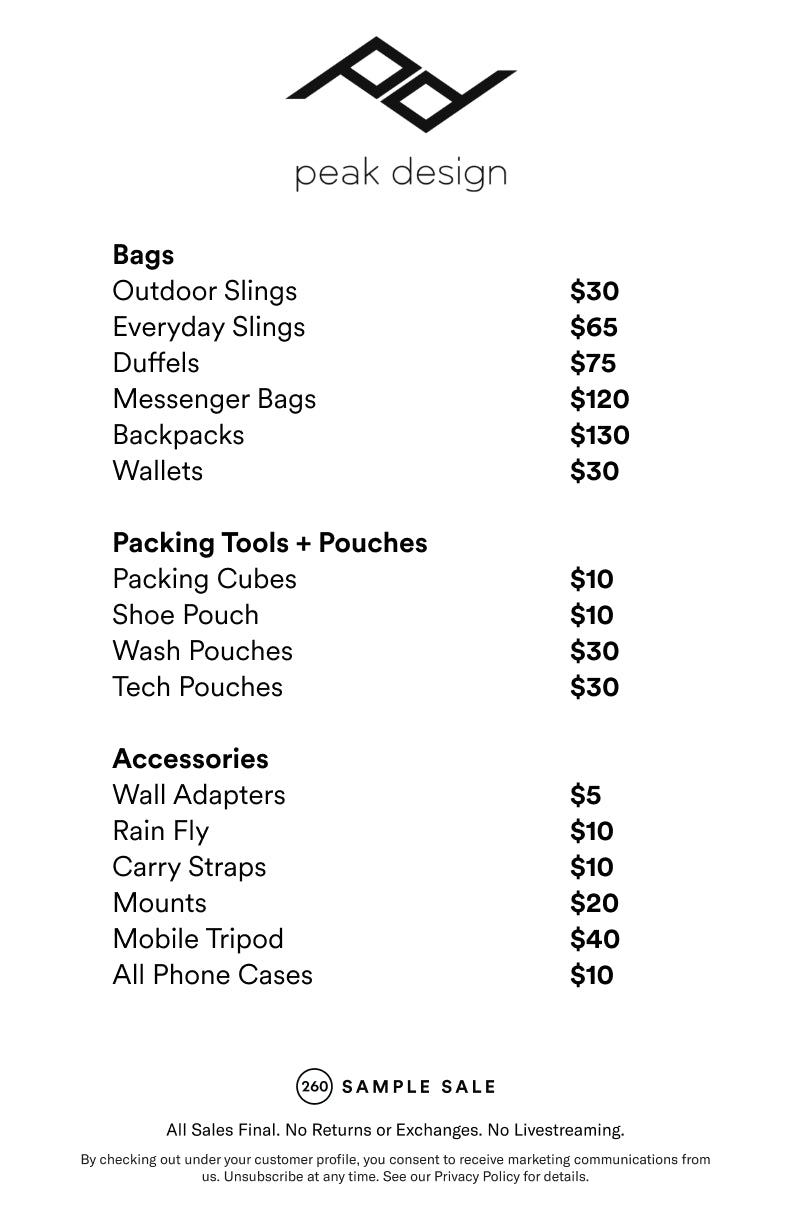 Price table