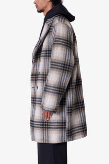 Peaky Plaid Trench Coat | Light Brown x Cream