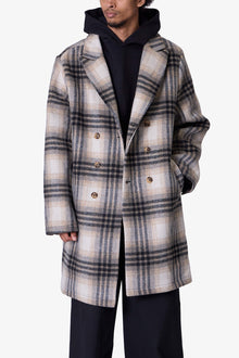 Peaky Plaid Trench Coat | Light Brown x Cream