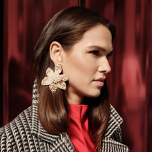 Camellia Pearl Earrings | Cream/White | 14K Gold Plated Brass