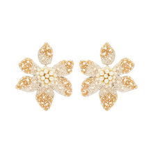 Camellia Pearl Earrings | Cream/White | 14K Gold Plated Brass