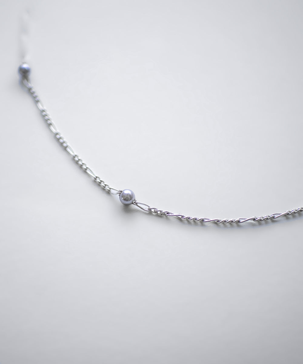 Pearl & Figaro Dainty Necklace | Sterling Silver