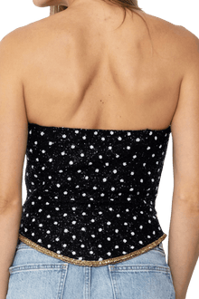 Perla Hand - Beaded Embellished Corset Top - Black - Self - Adore