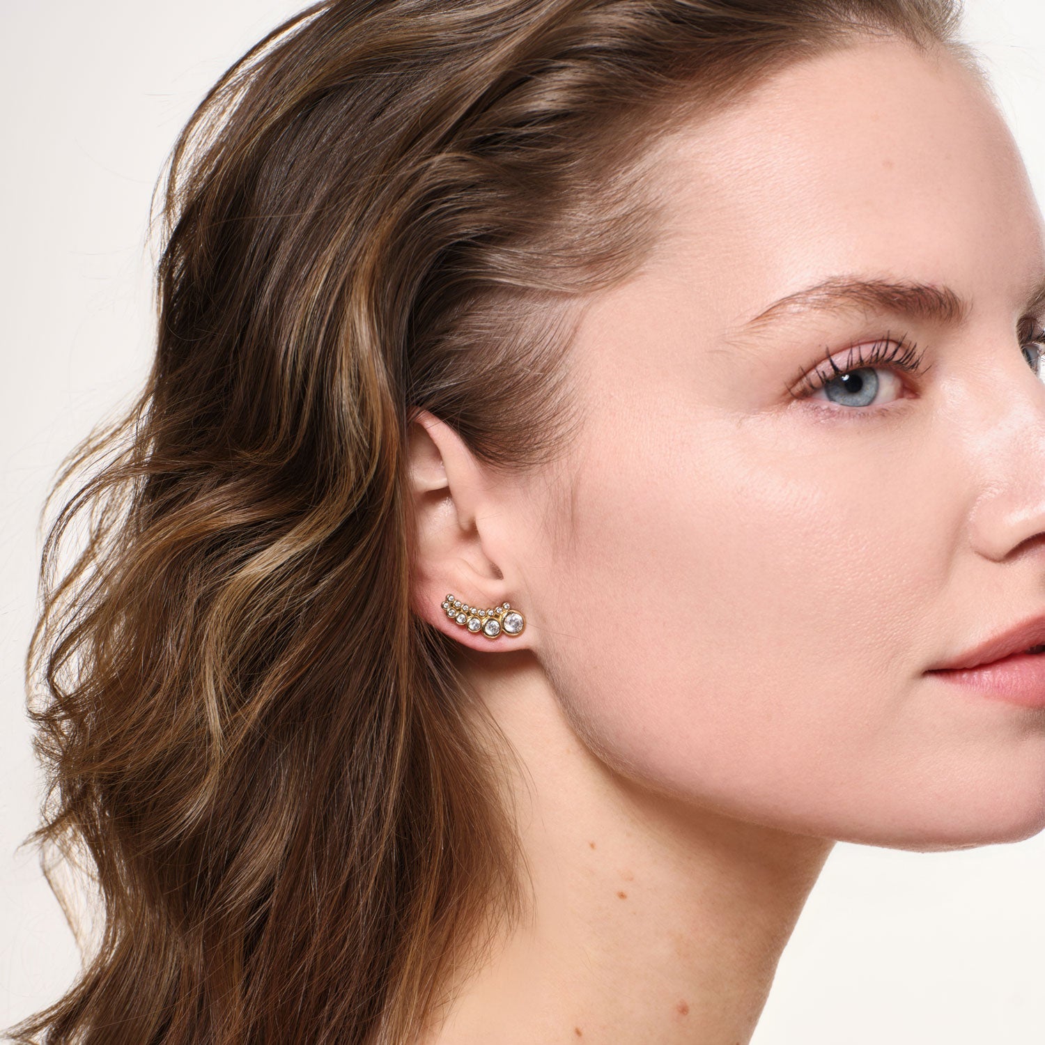 Brinley Crystal Studs | Clear Crystal | 14K Gold Plated Brass