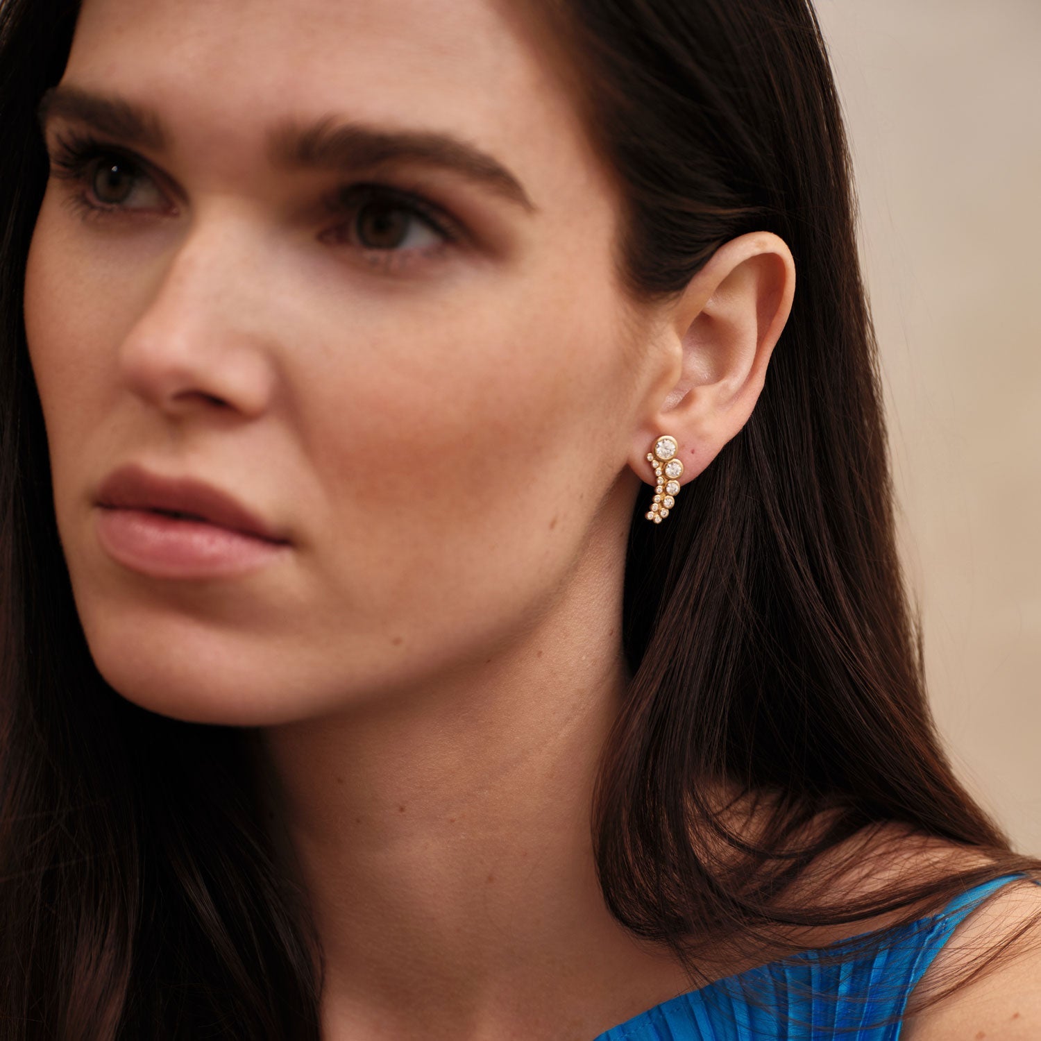 Brinley Crystal Studs | Clear Crystal | 14K Gold Plated Brass