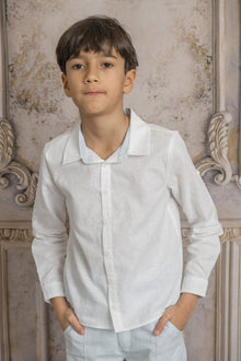 Boy | Charlotte Baby Blue Boys' Button Down Shirt | White