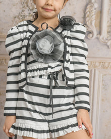 Baby Girls | Monaco and Striped Cardigan | Black & White