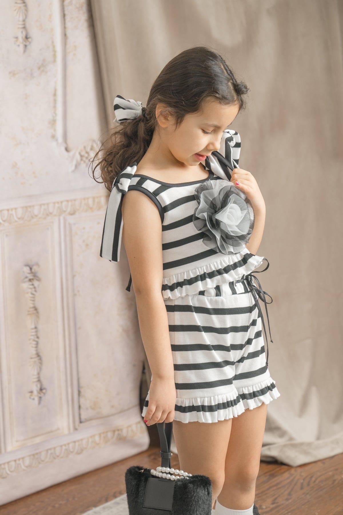 Girl | Monaco and Hair Bow Scrunchie | Black x White