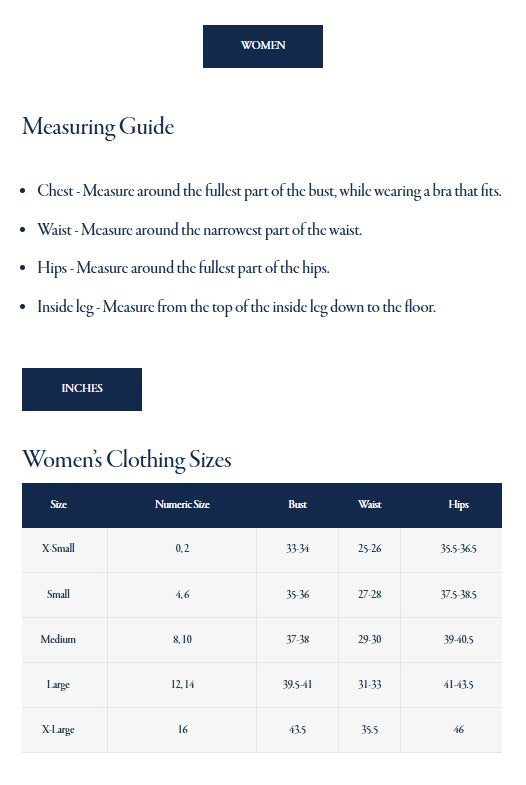 Product size guide