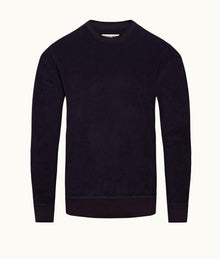 Pierce Towelling Classic Fit Brushed Towelling Sweatshirt | Navy