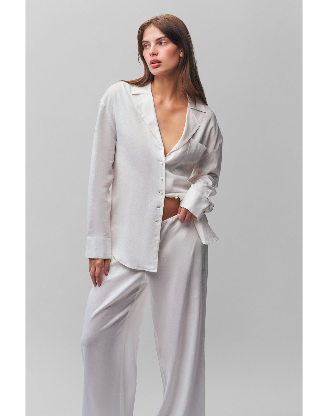 Pieris Button Down Top | White