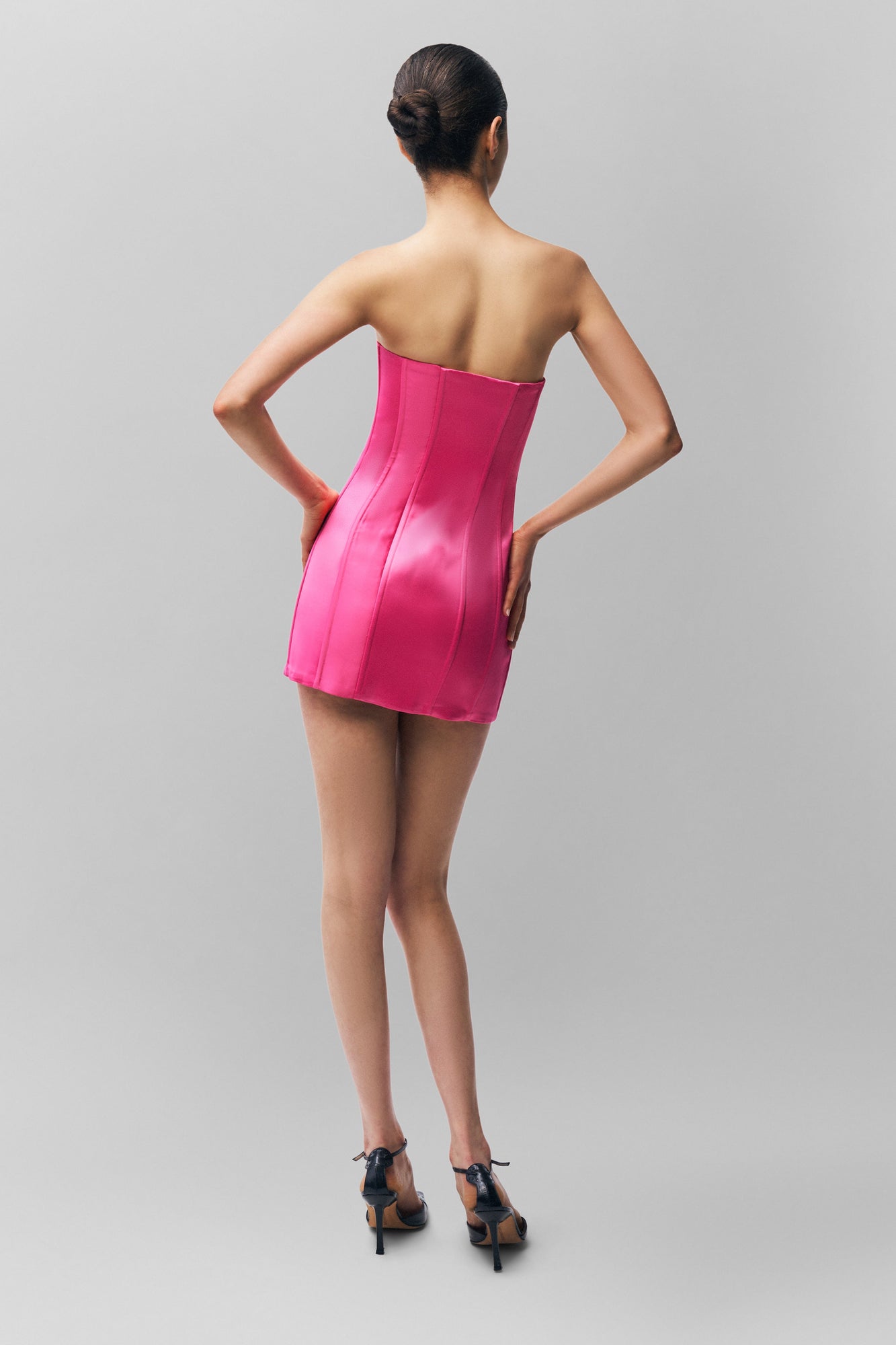 Satin Corset Dress - True Pink