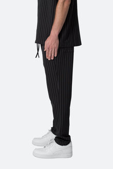 Pinstripe Drawcord Pants | Black
