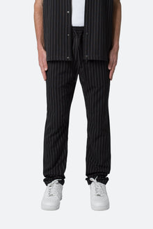Pinstripe Drawcord Pants | Black