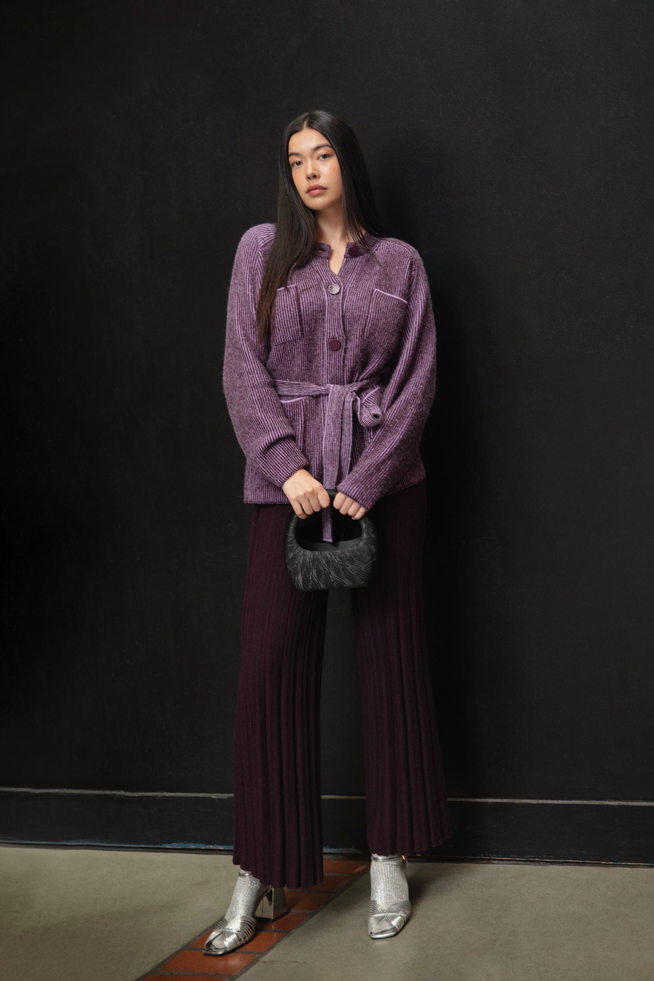Lesse Cardigan | Aubergine