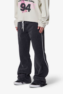 Piped Kick Flare Pants | Washed Black