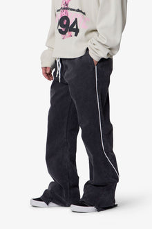 Piped Kick Flare Pants | Washed Black