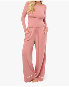 Piped Wide Leg Pant | Rose x Cream