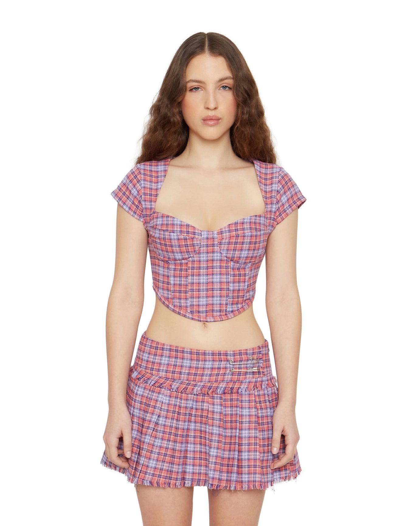Plaid Corset | Lilac/Orange Plaid