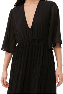 Pleated Georgette Maxi Dress | Black