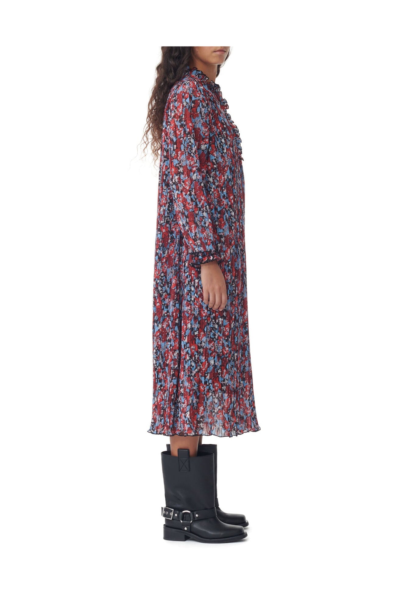 Pleated Georgette Midi Dress | High Risk Red