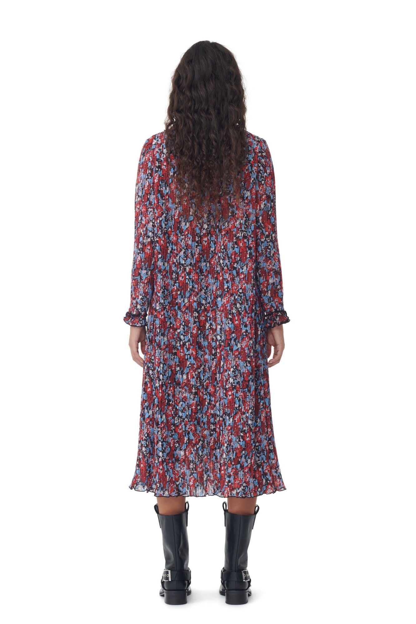 Pleated Georgette Midi Dress | High Risk Red