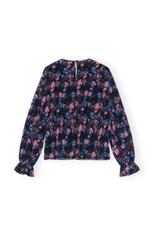 Pleated Georgette Smock Blouse | Daisy Spray Lilac Sachet