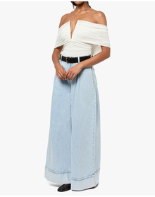 Pleated Wide Leg Jean | Super Light