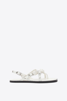 Strappy Eyelet Sandal with Rosettes | Antique White