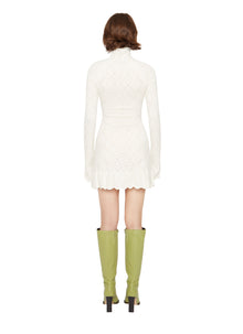 Womens | Pointelle Knit Turtleneck Dress | White