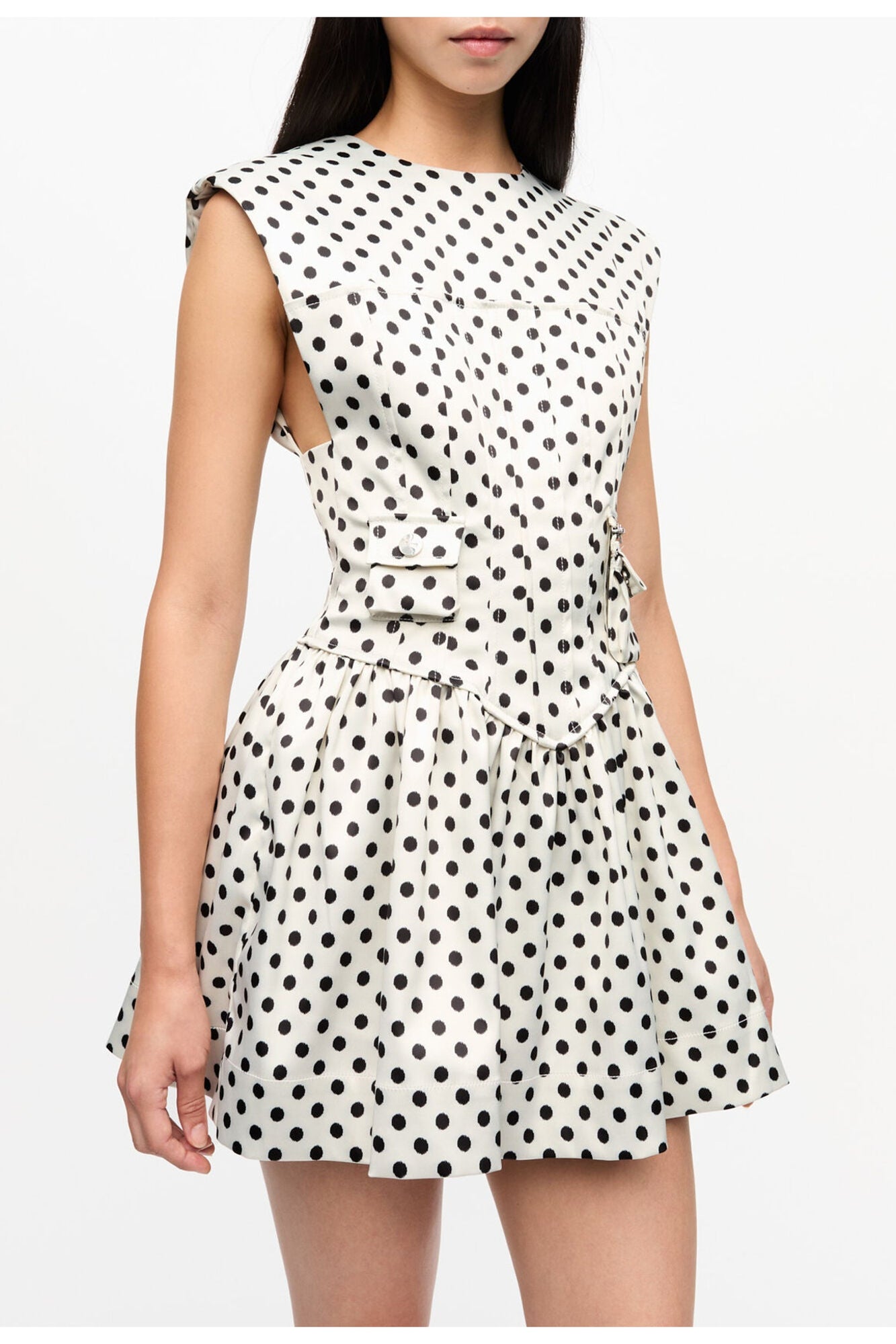Polka Dot Satin Corset Mini Dress | Egret