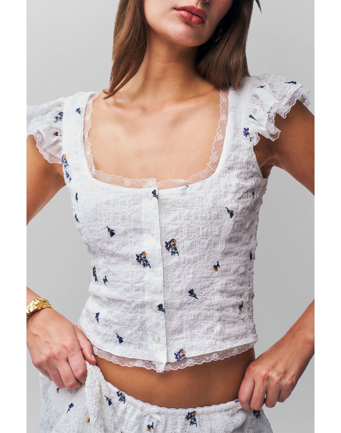 Pontia Top | Embroidered White