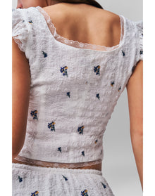 Pontia Top | Embroidered White