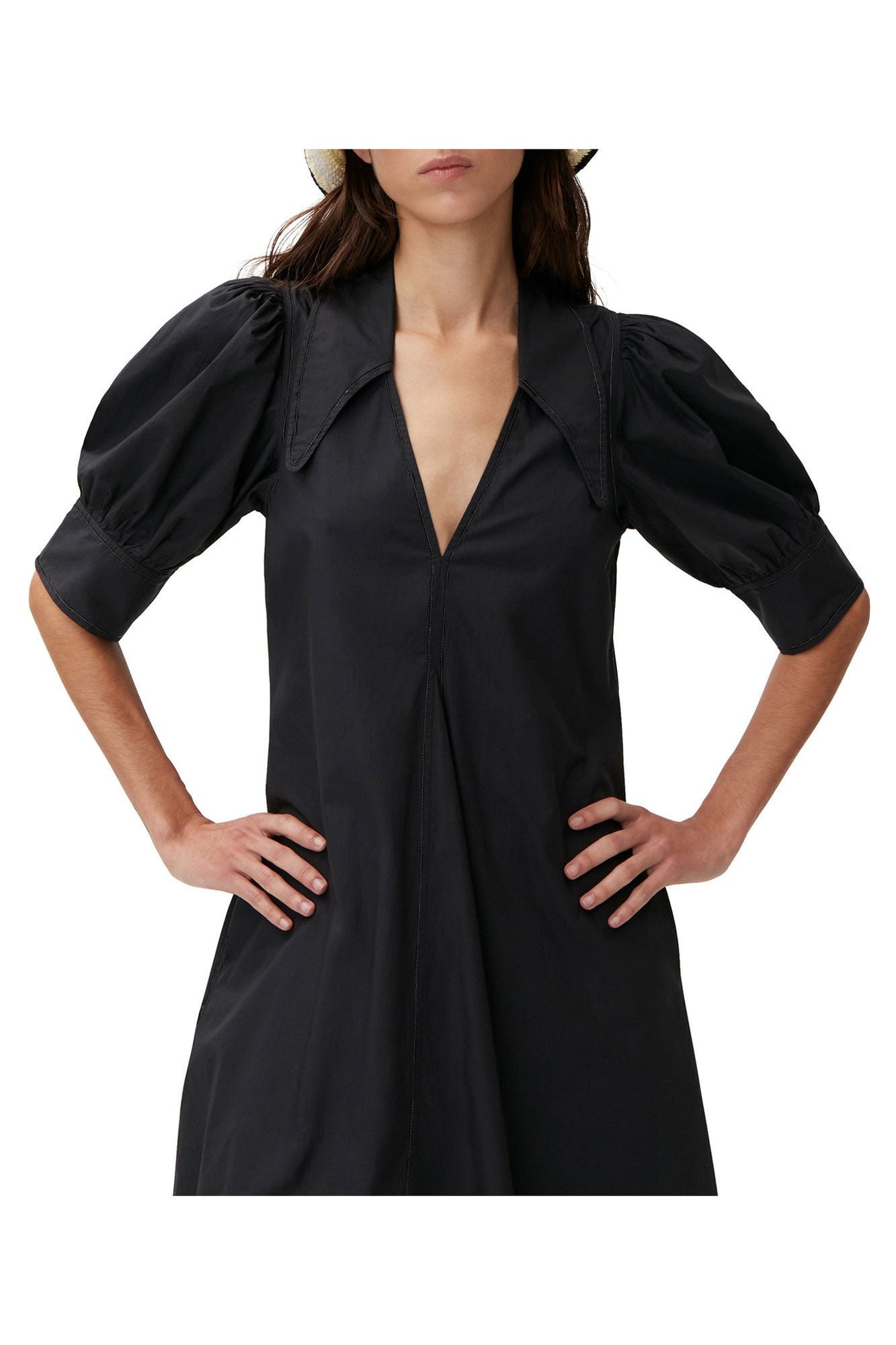 Poplin Midi Dress | Black