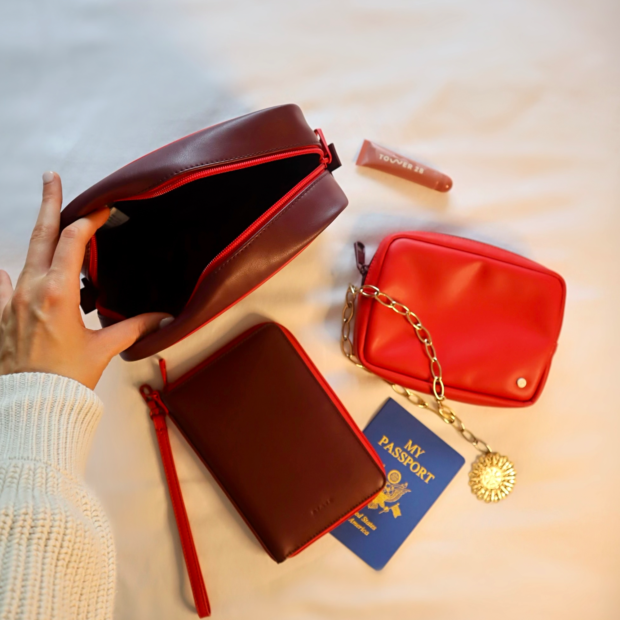 Travel Pouch Set of Two | Burgundy