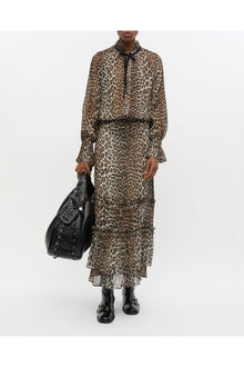 Print Chiffon Tie String Shirt | Leopard