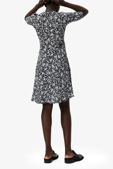 Printed Crepe Wrap Dress | Black