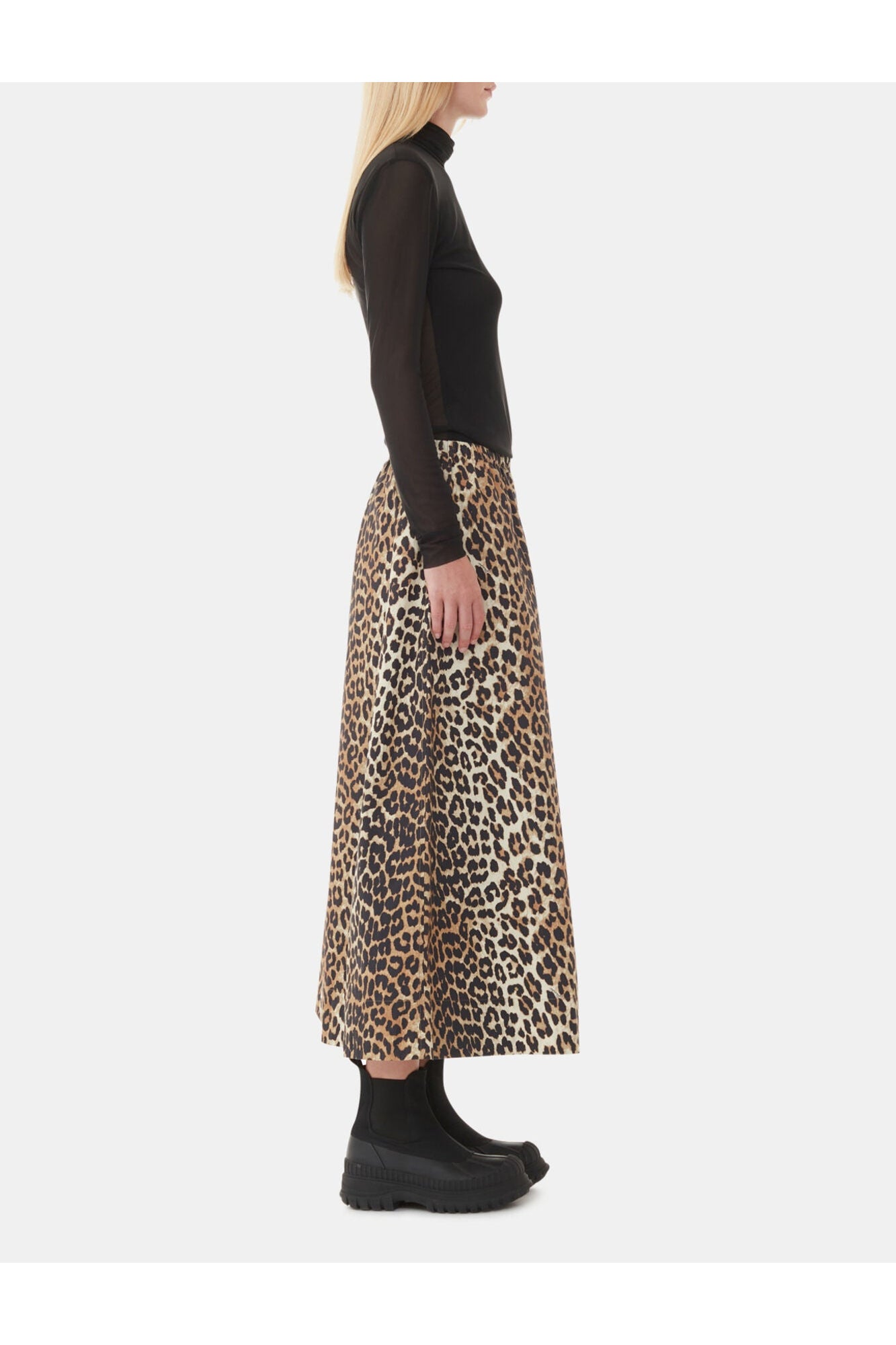 Printed Elasticated Maxi Skirt | Leopard