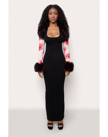 Printed Faux Fur Bolero | Water Floral